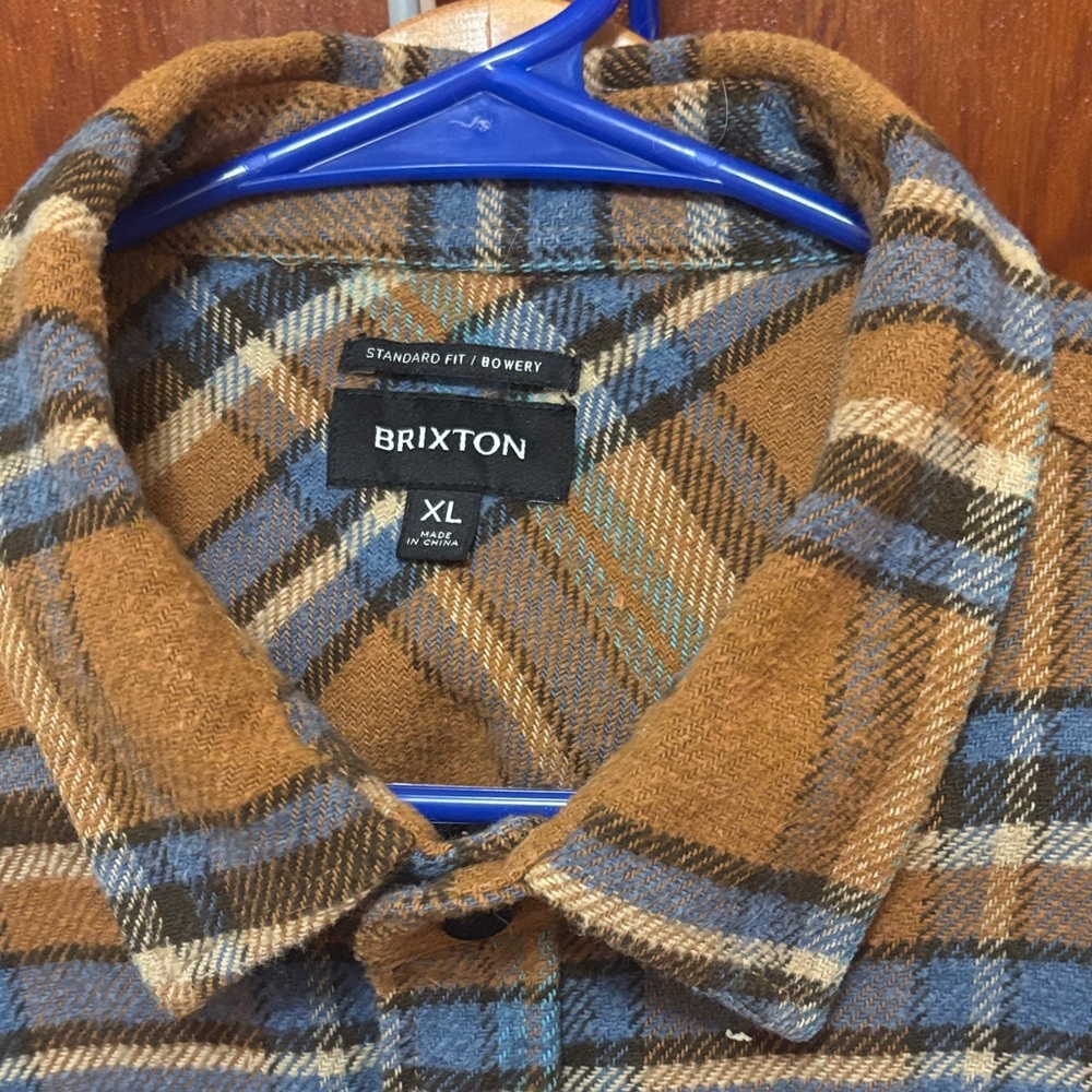 Brixton Brown and Blue Plaid Shirt XL Bowery